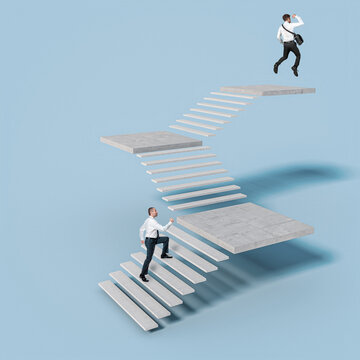 Businesspeople Climb The Stairs Leading To Success.