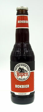 Haarlem, the Netherland - September 24, 2019: Bottle of Jopen 4 Granen Dubbelbock, a Doppelbock styled beer brewed by Jopen.
