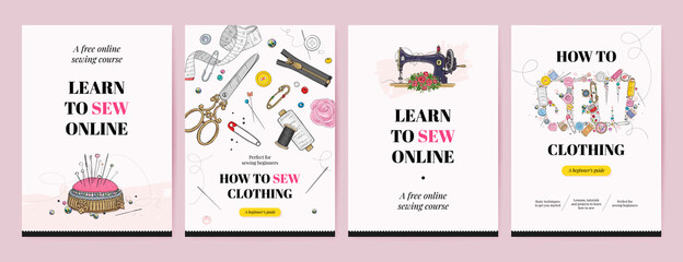 Sewing course for beginners banner template