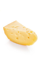 Big holes cheese on white background