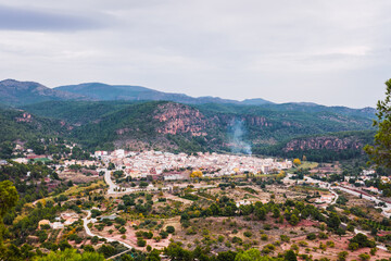 View of the mountain town of Olocau, in Valencia.