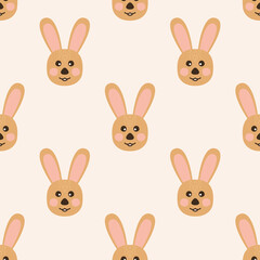 The seamless pattern with the rabbits on the beige background. The save with the Clipping Mask.