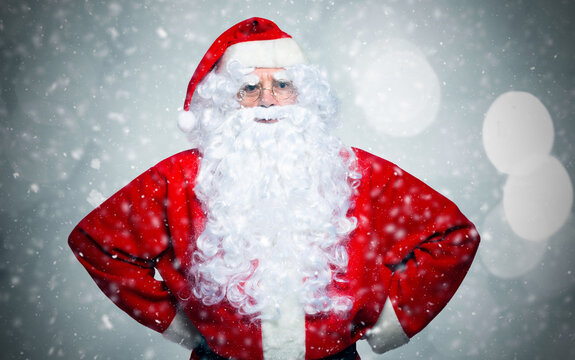 Santa Claus portrait in a snowy winter background