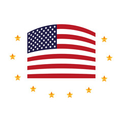 united states of america flag with stars around