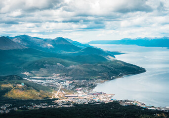 view of the city from the sea Tierra del Fuego Ushuaia Argentina