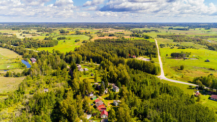 Fototapeta na wymiar Cottage settlement beautiful view from drone.
