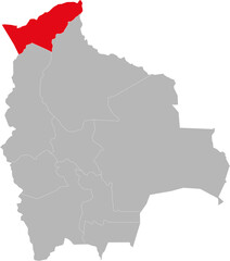 Pando department isolated on bolivia map. Business backgrounds and Backdrops.