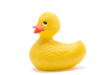 Single rubber duck on white