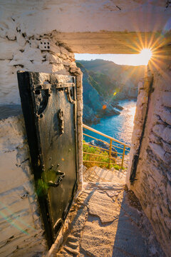 The famous rock Kastri with the small church Agios Ioannis in Skopelos, Sporades, Greece