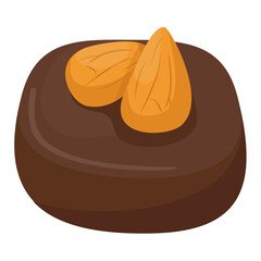 
Chocolate candy topped with almonds
