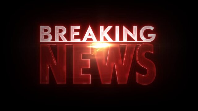 Breaking News Cyber Technology Background Animation/ 4k animation of a broadcast tv urgent information and live breaking news text with digital cyber technology texture effect