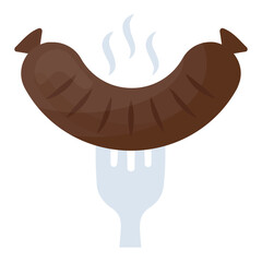 
A bar b q sausage on a fork
