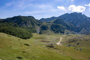 Fantastic mountains of Montenegro. Picturesque mountain landscape of Durmitor National Park, Montenegro, Europe, Balkans, Dinaric Alps, UNESCO World Heritage Site