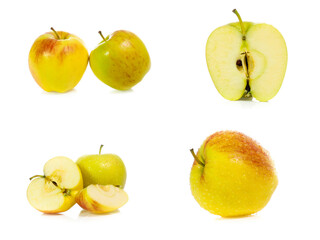 set of yellow apples isolated