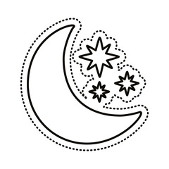 moon and stars sticker line style icon