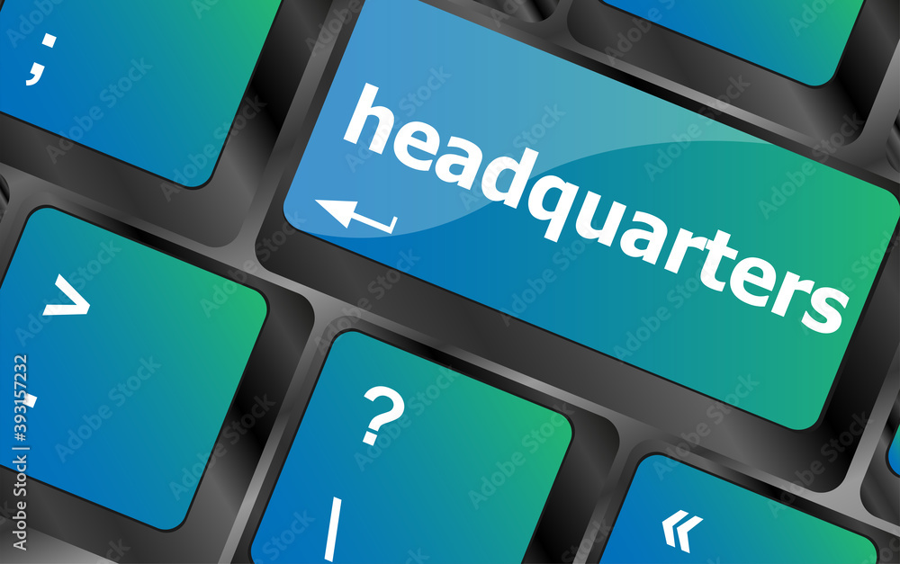Poster headquarters word on computer pc keyboard key