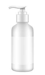 Sanitizer bottle with pump dispenser isolated on white background. Vector eps10 illustration.