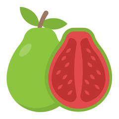 
A whole guava fruit and half cut same
