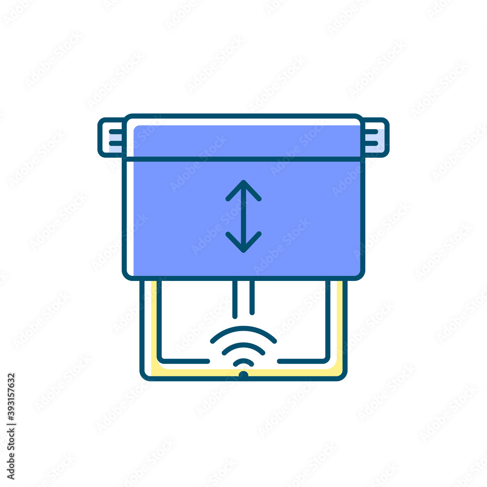 Poster window blinds sensor rgb color icon. remote house controlling system. smart home devices for windows