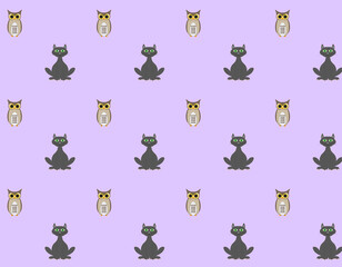 pattern background, cats and owls in color background
