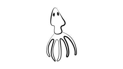 Black and white isolated squid icon on white backdrop