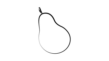 Fruit and berry collection - pear. Line icon of whole pear with leaf. Vector Illustration