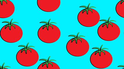 Fresh tomatoes, hand drawn seamless pattern. Overlapping background, vegetables vector. Colorful illustration with food. Decorative wallpaper, good for printing. Design backdrop, tomato