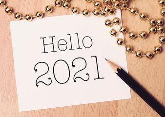 Hello new year 2021 with decoration.