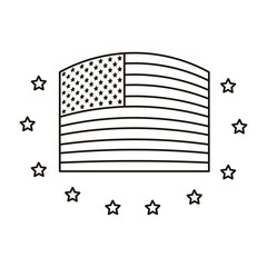 united states of america flag with stars around line style icon