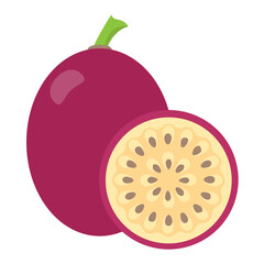 
An eggplant with a half one 
