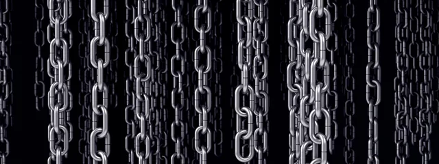 Foto op Plexiglas Dark room with many chains hanging. © Negro Elkha