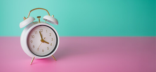 Alarm clock. Wake up early. Beautiful cute vintage alarm clock. Go to. 