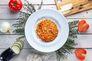 Beautiful juicy healthy food from the chef for an expensive restaurant delicious dishes for guests with a beautiful presentation, fish delicacies, delicious meat with asparagus food photo