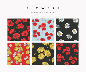 Fototapeta na wymiar Floral seamless pattern collection