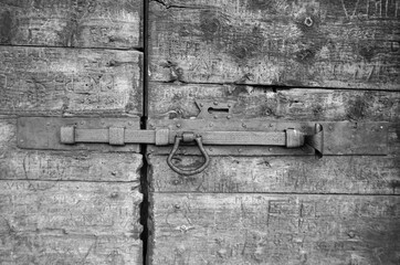 Ancient iron lock of a door