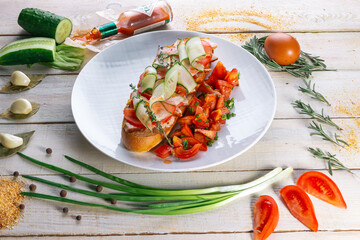 Beautiful juicy healthy food from the chef for an expensive restaurant delicious dishes for guests with a beautiful presentation, fish delicacies, delicious meat with asparagus food photo