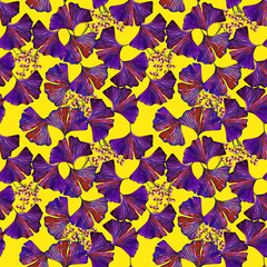 Fototapeta na wymiar Ginkgo leaves with berries seamless pattern.