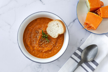 Homemade and healthy pumpkin cream from above