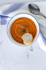 Homemade and healthy pumpkin cream from above