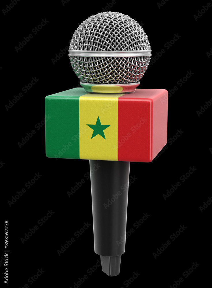 Poster microphone and senegal flag. image with clipping path