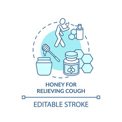 Honey for relieving cough concept icon. Cough suppressant idea thin line illustration. Antimicrobial and anti-inflammatory properties. Vector isolated outline RGB color drawing. Editable stroke