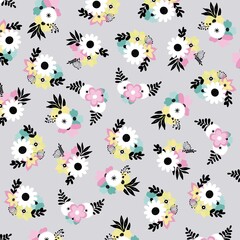 different floral pattern on gray background