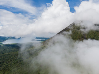 Beautiful aerial view of the colosal  Arenal Volcano in the Costa Rica