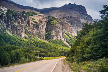 road in mountains - Carretera Austral, Patagonia - Chile.