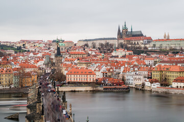 Fototapeta premium Charles Bridge on Vltava river in Prague, Czech Republic
