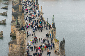 Charles Bridge on Vltava river in Prague, Czech Republic