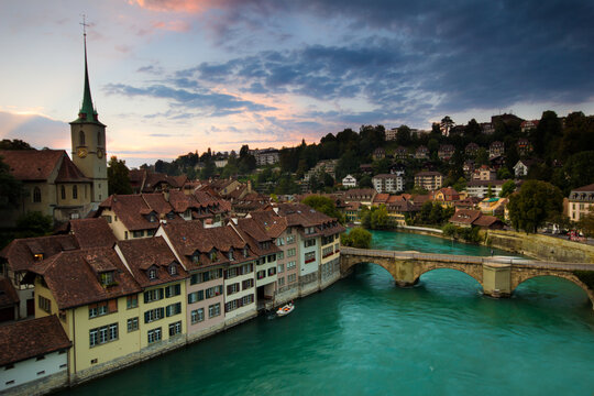 Scenic view of river flowing through city