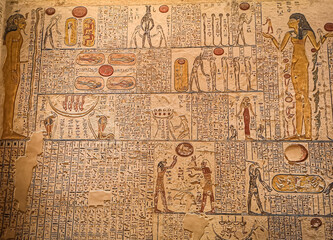 Ancient Egyptian writing, Egyptian hieroglyphs, wall inscriptions