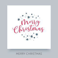 Merry Christmas lettering template. Xmas creative calligraphy for gift card. Winter holidays related typography.