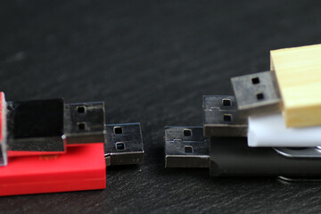 Usb flash drives on black